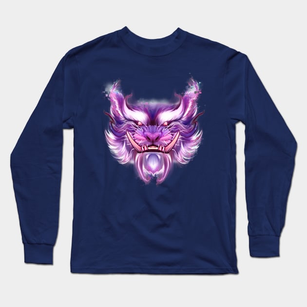 Neon tiger dragon Long Sleeve T-Shirt by RobertEkblom